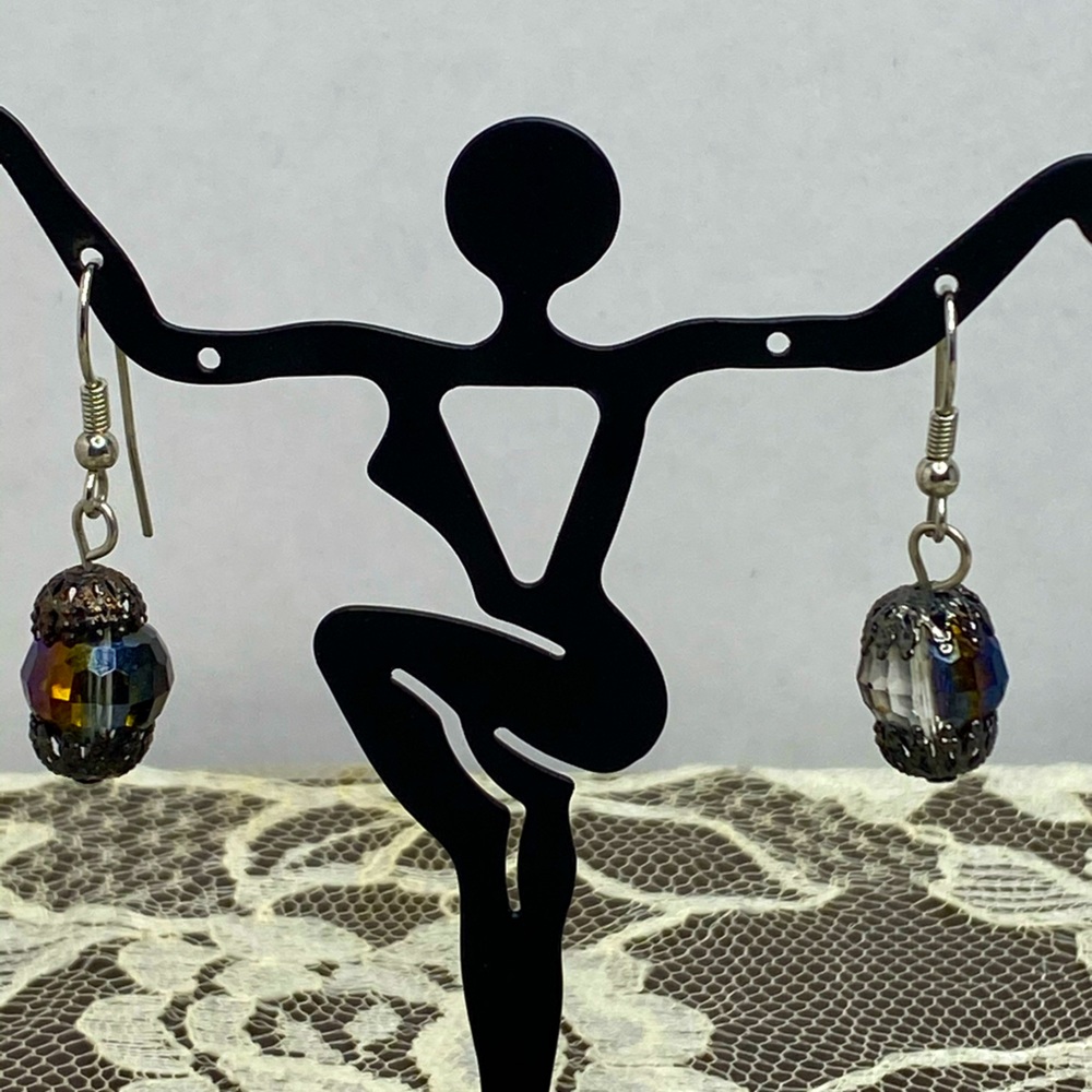 Beautiful Iridescent Hanging Earrings - Vintage